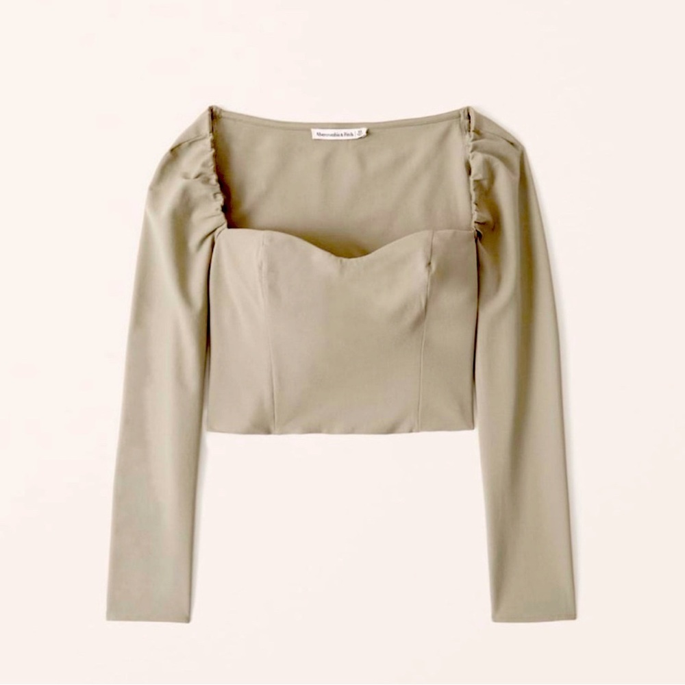 Abercrombie & Fitch | Cropped Long-Sleeve Portrait Neck Top
